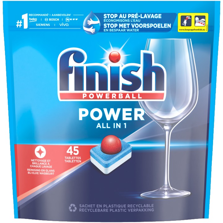 Finish Power All in 1 Regular Vaatwastabletten - 45 Stuks