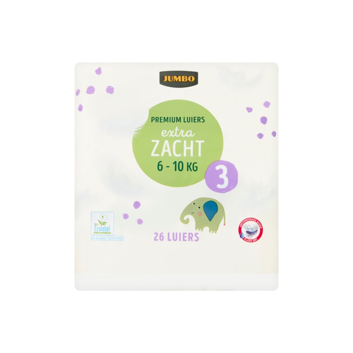 Jumbo Premium Extra Zacht Luiers Maat 3 6-10 kg 26 Stuks