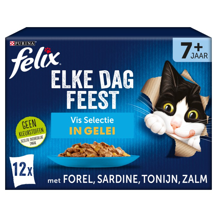 FELIX&amp;reg; Elke Dag Feest Senior Vis Selectie in Gelei Kattenvoer 12x85g