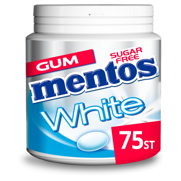 Mentos White Sweetmint Kauwgom mint Suikervrij Pot 75 stuks