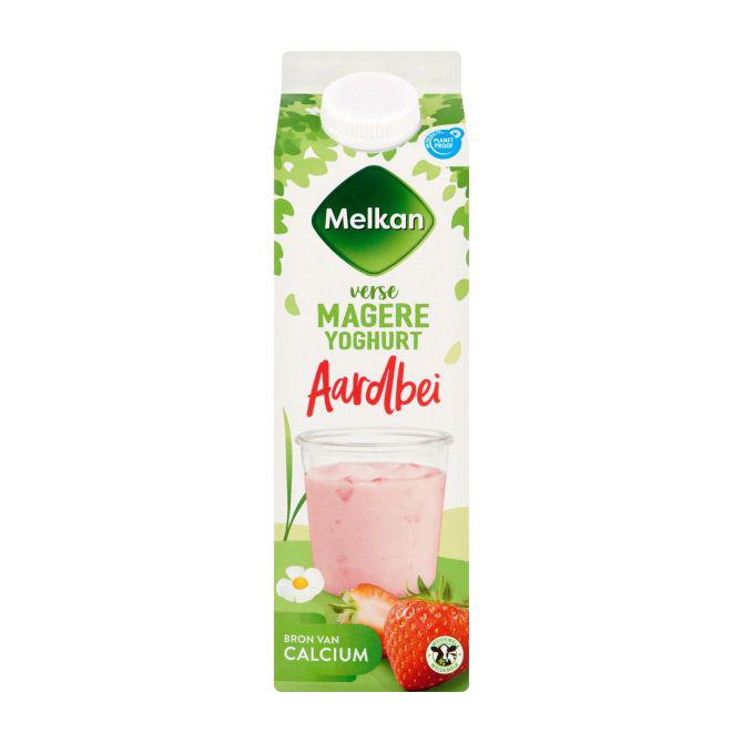 Melkan Vruchtenyoghurt aardbei 0% vet