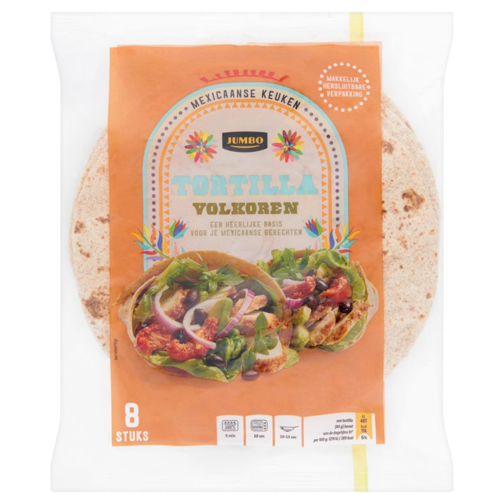 Jumbo Tortilla Volkoren 8 Stuks 320g