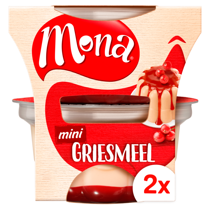 Mona Mini Griesmeel pudding met rode bessensaus 2 x 135ml