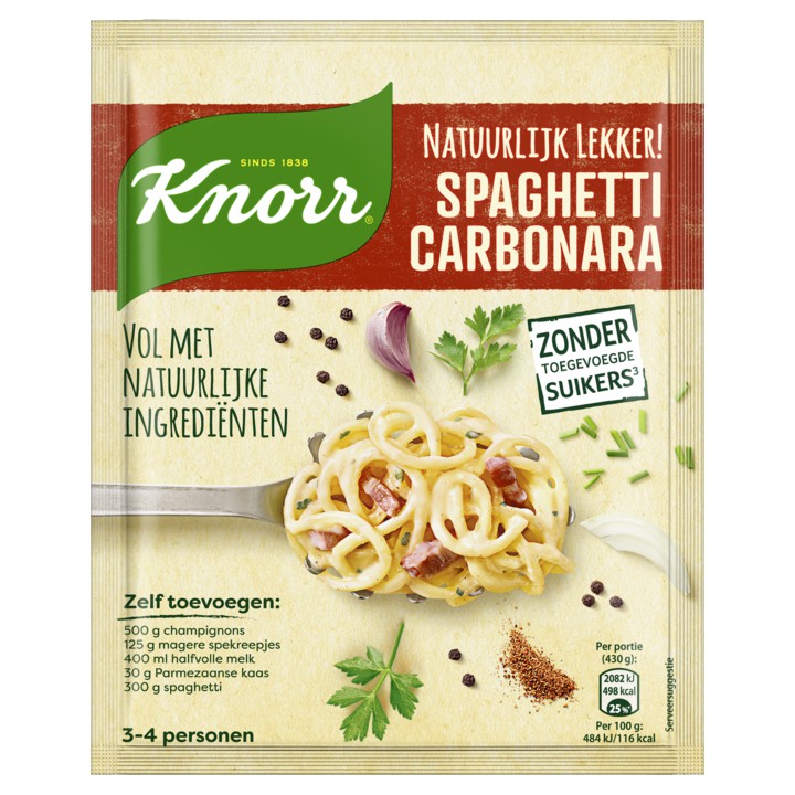 Knorr Natuurlijk Lekker! Maaltijdmix Spaghetti Carbonara 42g