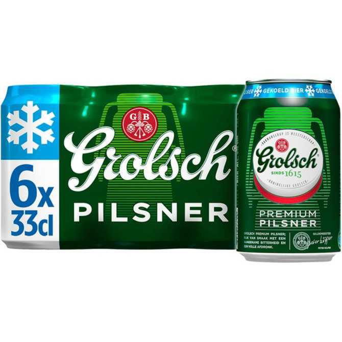 Grolsch Premium pilsner blikken 6 x 33 cl (Gekoeld)