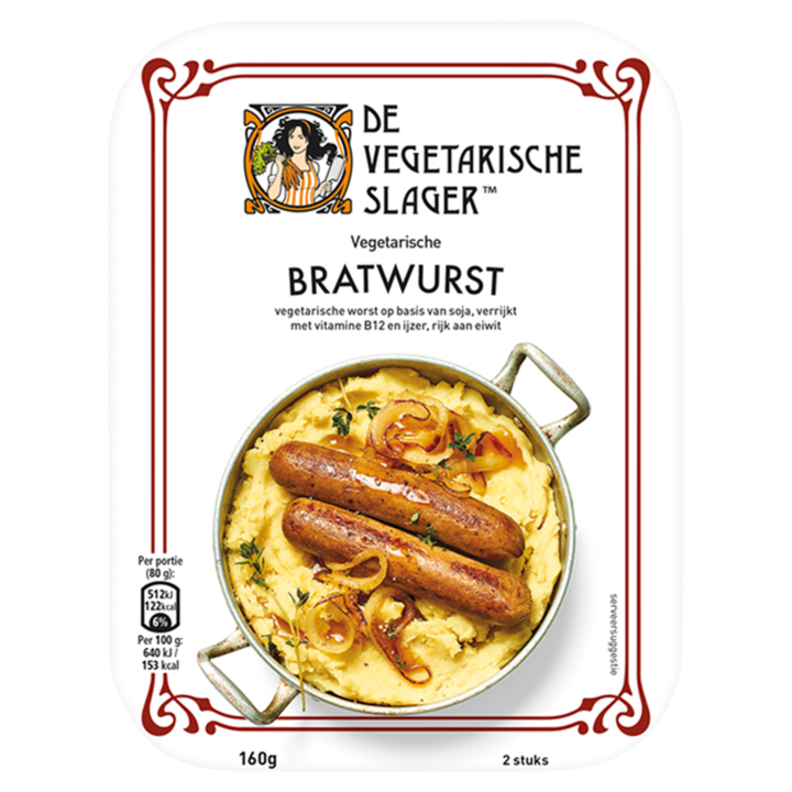 De Vegetarische Slager Bratwurst Vegetarisch 160g