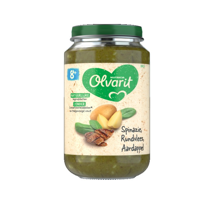 Olvarit Spinazie Rundvlees Aardappel 8+ Maanden 200g