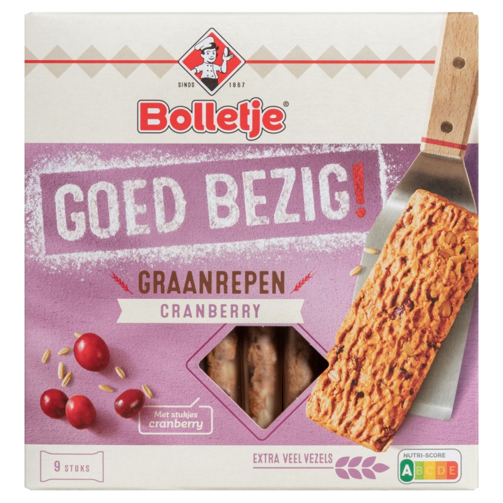 Bolletje Goed Bezig! Graanrepen Cranberry 9 Stuks 210g