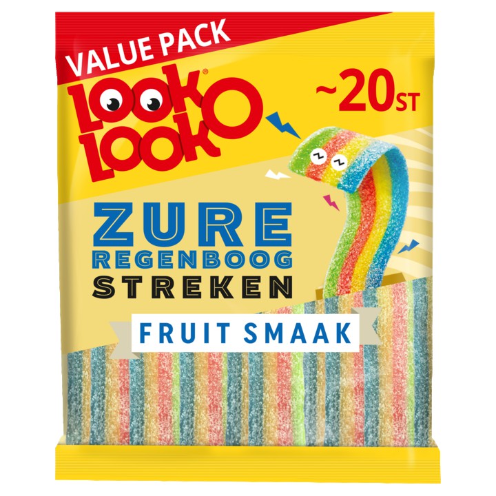 Look-O-Look Zure Regenboog Streken Fruit Smaak Value Pack 200g