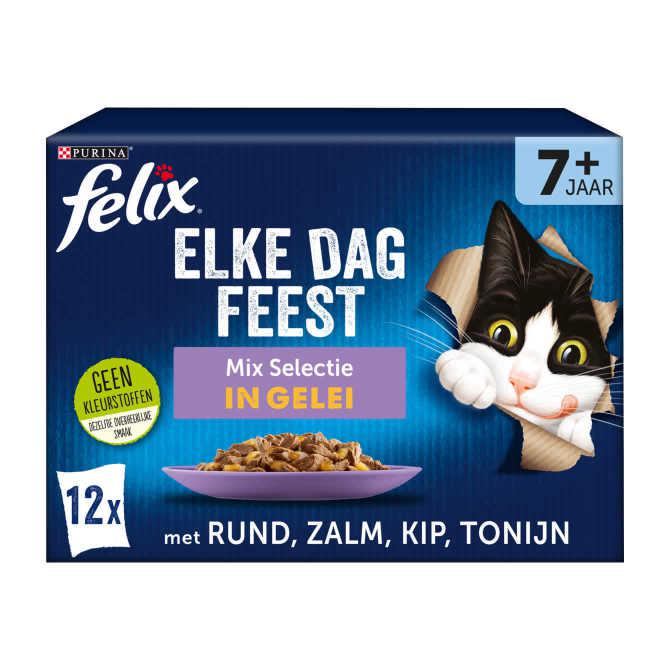 FELIX&amp;reg; Elke dag feest senior mix selectie in gelei kattenvoer 12 x 85g