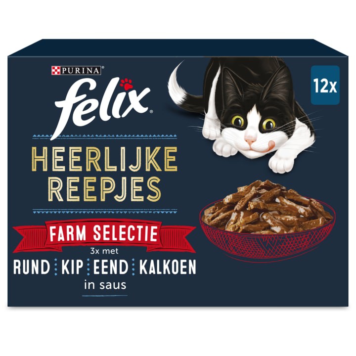 FELIX&amp;reg; Heerlijke Reepjes Farm Selectie Kattenvoer 12x80g