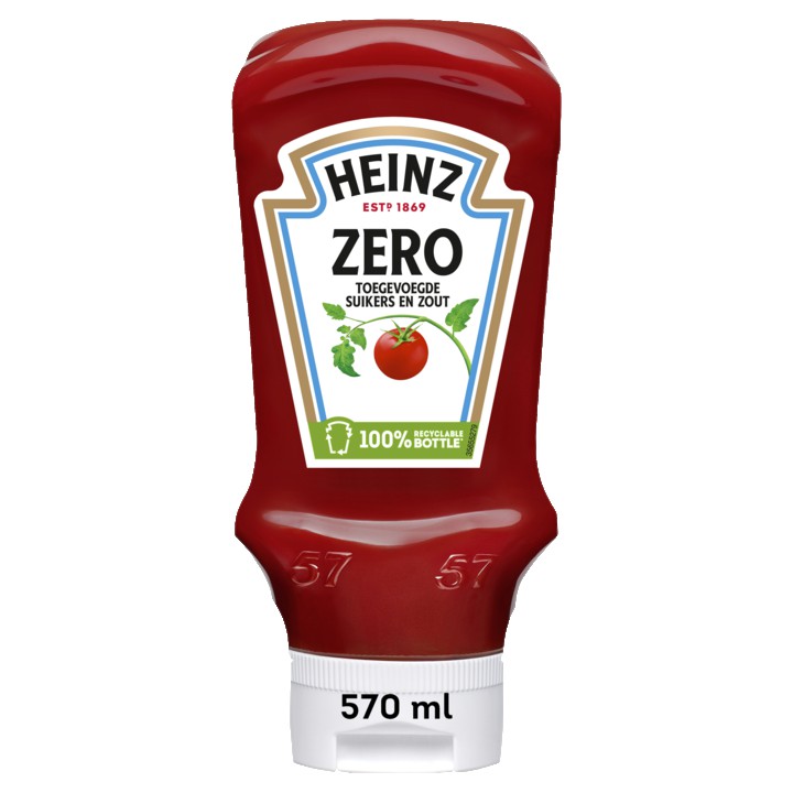 Heinz Tomaten Ketchup Zero (zonder toegevoegde suikers &amp;amp; zout) 570ml