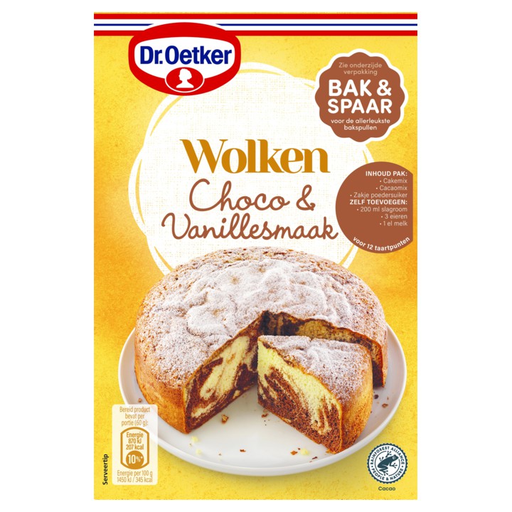 Dr. Oetker Wolken vanille choco cakemix 455g