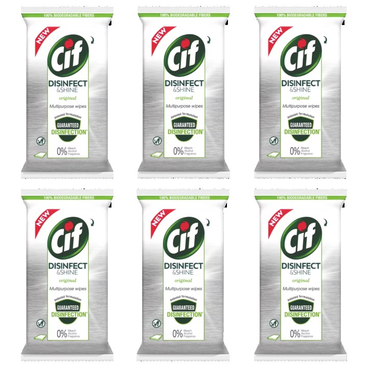 Cif Disinfect &amp;amp; Shine Wipes Original 6 x 60 doekjes