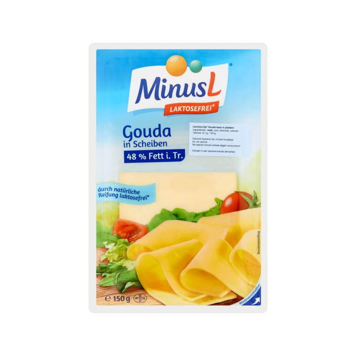 MinusL Lactosevrije Gouda Kaas in Plakken 150g