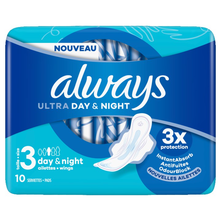 Always Ultra  Maandverband Day &amp;amp; Nigh Vleugels 10 Stuks