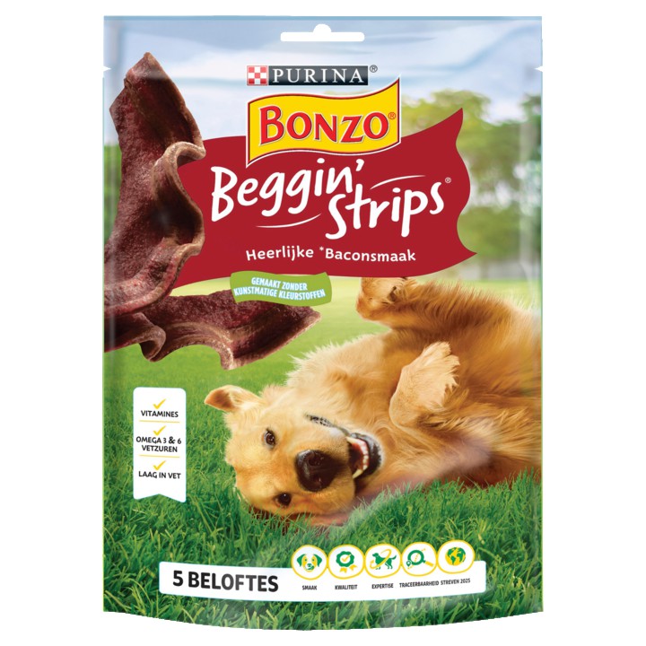 Bonzo Beggin&amp;#x27; Strips Hondensnacks met Bacon