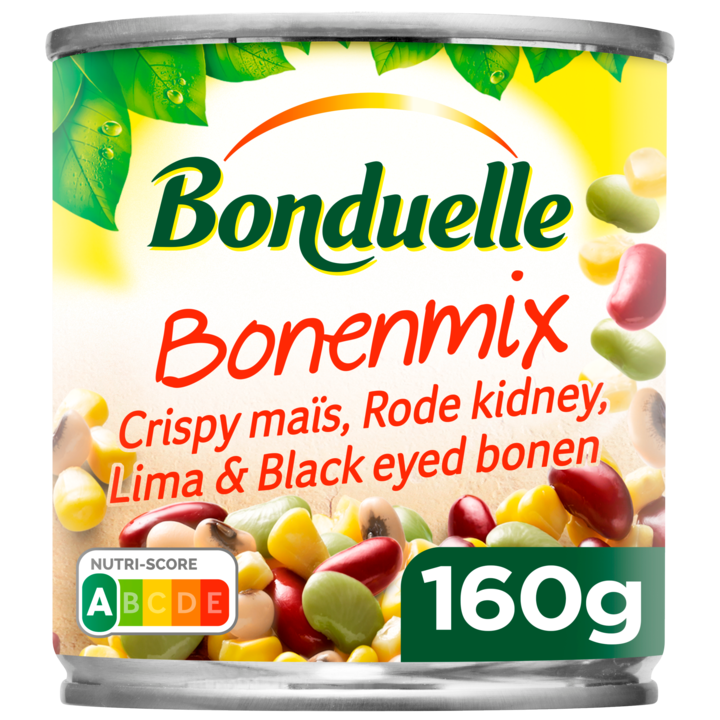Bonduelle Bonenmix Crispy ma&amp;iuml;s, Rode kidney, Lima &amp;amp; Black eyed bonen 160g