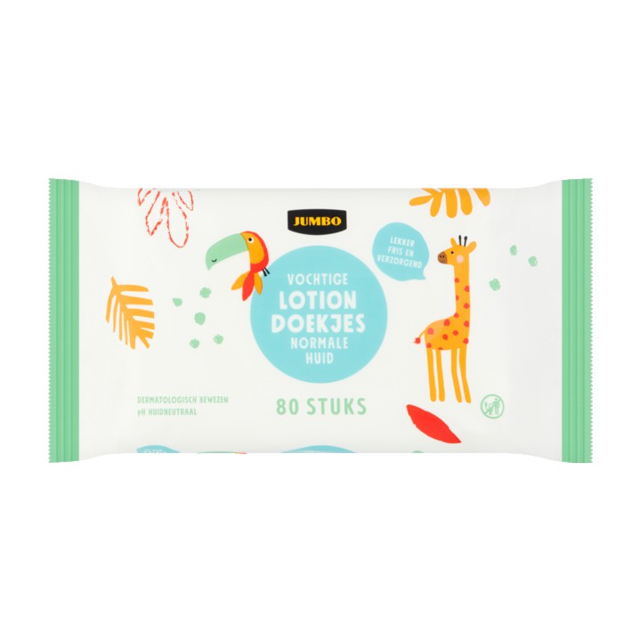 Jumbo Vochtige Lotion Doekjes Normale Huid 80 Stuks
