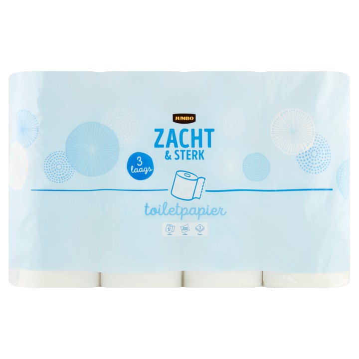 Jumbo Toiletpapier Zacht &amp;amp; Sterk 3 Laags 12 Rollen