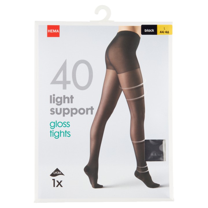 HEMA Panty Licht Ondersteunend Gloss Tights - 40 Denier Black Maat 44/46