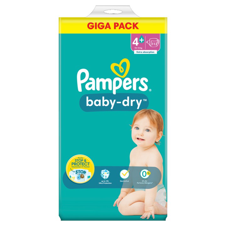 Pampers Baby-Dry Maat 4+, 112 Luiers