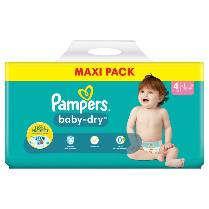 Pampers Baby-Dry Maat 4, 106 Luiers