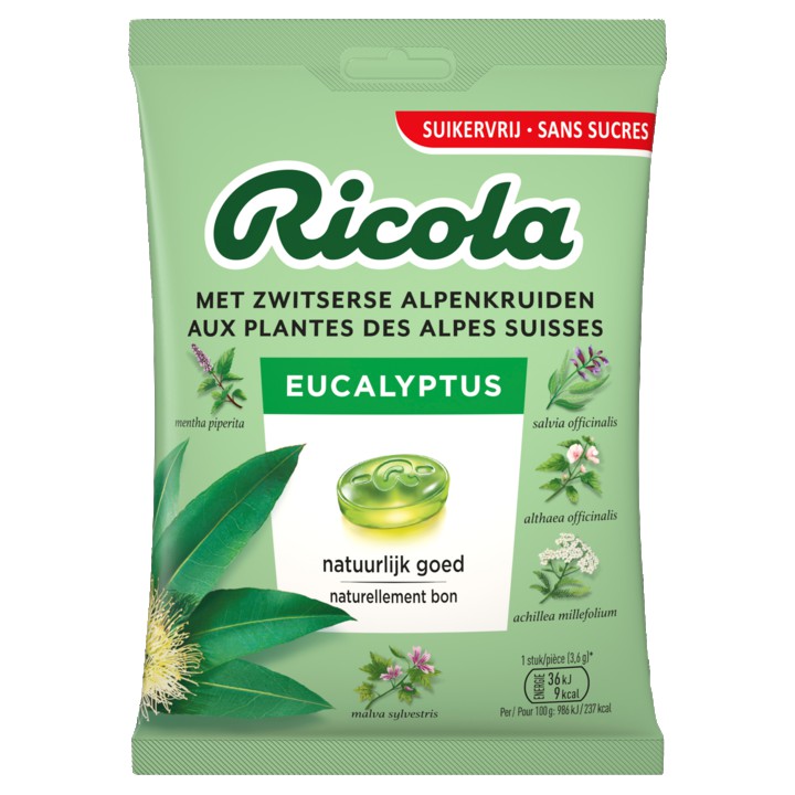 Ricola Eucalyptus suikervrij zakje 75g