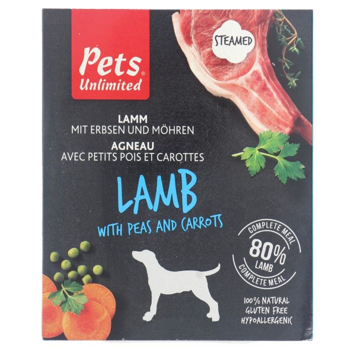 Pet&amp;#x27;s Unlimited Natvoeding Hond Lam 395Gr