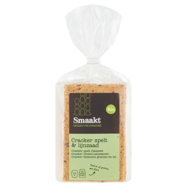 Smaakt Bio Cracker Spelt &amp;amp; Lijnzaad 200g