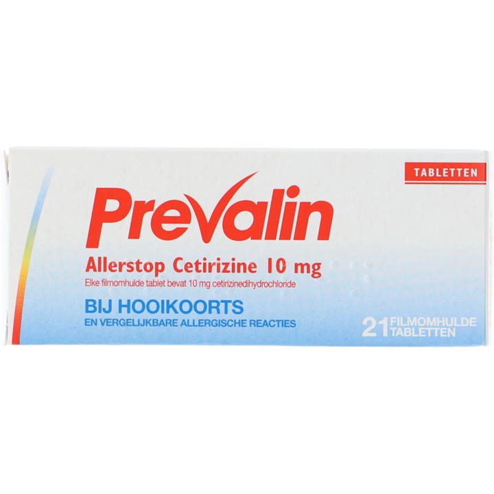 Prevalin Allerstop cetirizine 10 mg tabletten bij hooikoorts, 21 stuks