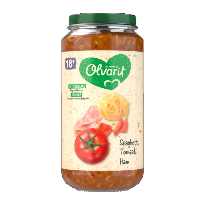 Olvarit Spaghetti Tomaat Ham 18+ Maanden 250g