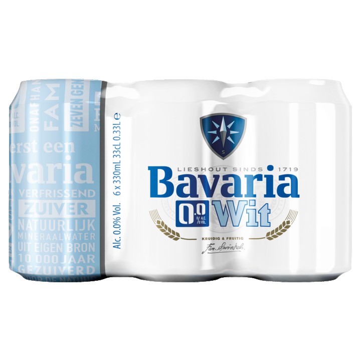 Bavaria - Wit Bier - 0.0% Alcoholvrij - Blik - 6 x 330ML