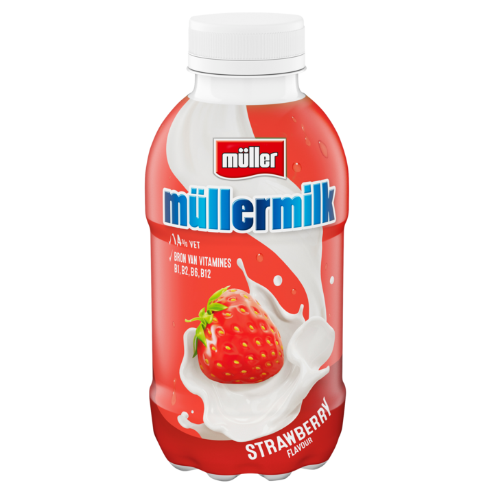 M&amp;uuml;llermilk aardbei 380ml