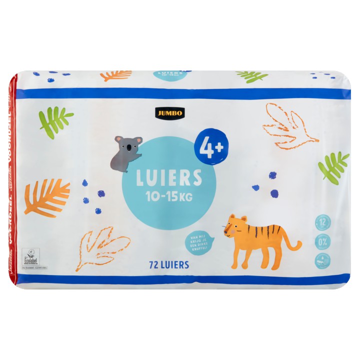 Jumbo Luiers Maat 4+ 10-15 kg Voordeelverpakking 72 Stuks