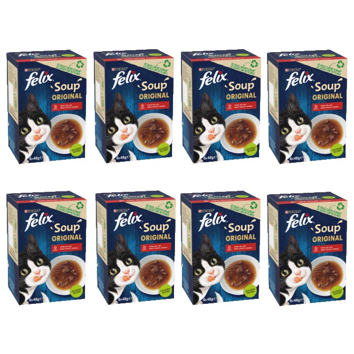 Felix Soup Farm Selectie met Rund, Kip en Lam Kattensoep 8 x 6 x 48g