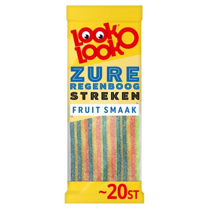 Look O Look Zure Streken Regenboog Zuur Snoep Zak 125 gram Zure matten