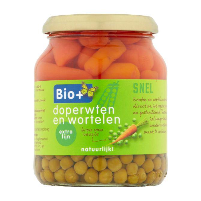 Bio+ Doperwten en wortelen