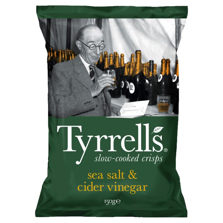 Tyrrells chips Sea salt &amp;amp; cider vinegar 8 x 150g