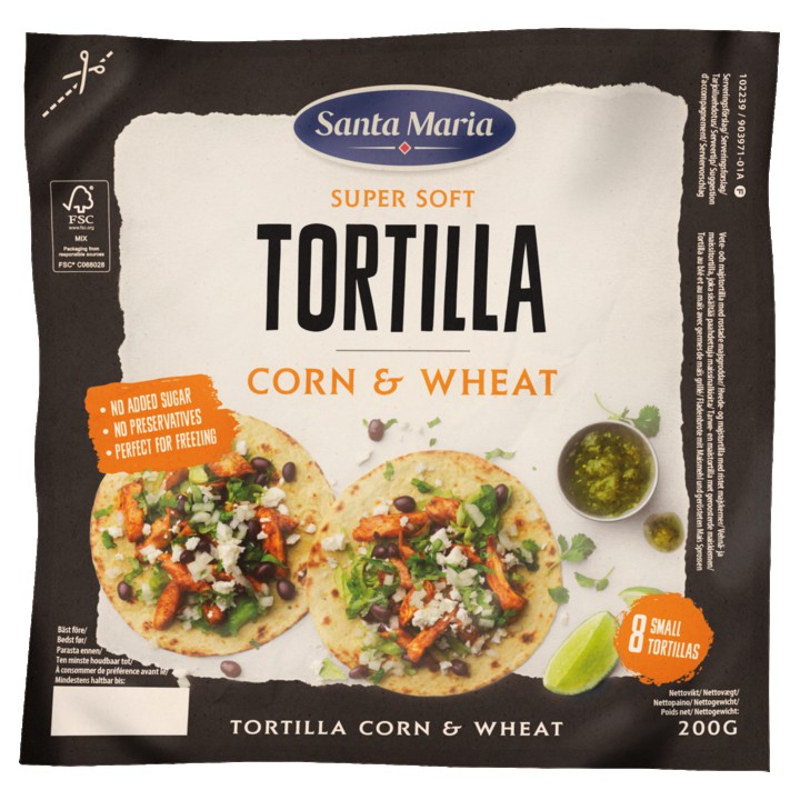 Santa Maria Tortilla Wraps Corn &amp;amp; Wheat Mini 8 stuks 200g