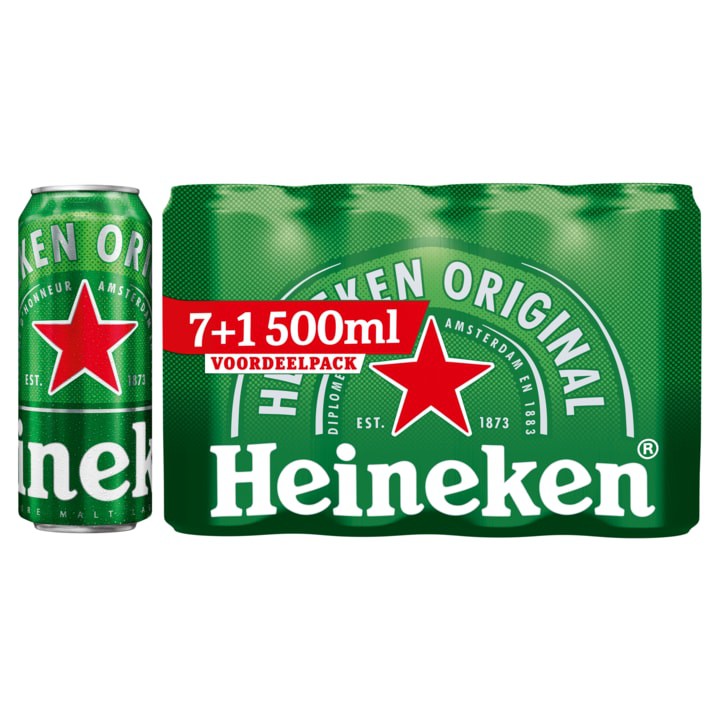 Heineken Premium Pilsener Bier Blik 7+1 x 500ml