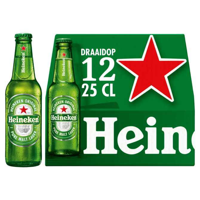 Heineken Premium Pilsener Bier Draaidop Fles 12 x 25 cl