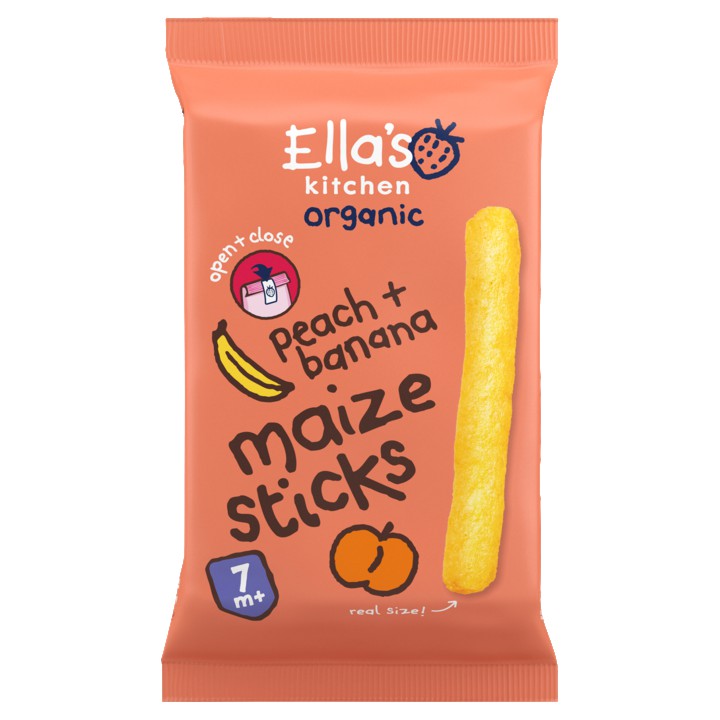 Ella&amp;#x27;s Kitchen Maize sticks perzik + banaan 7+ biologisch 16g