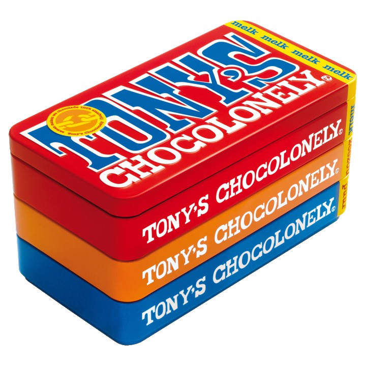 Tony&amp;#x27;s Chocolonely Cadeaublik met 3 Tony&amp;#x27;s chocoladerepen