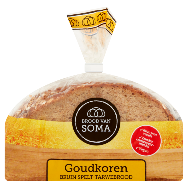 Brood van Soma Goudkoren bruin spelt-tarwebrood 300g