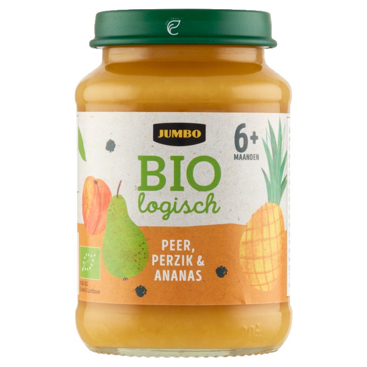 Jumbo Biologisch Peer, Perzik &amp;amp; Ananas 6+ Maanden 190g