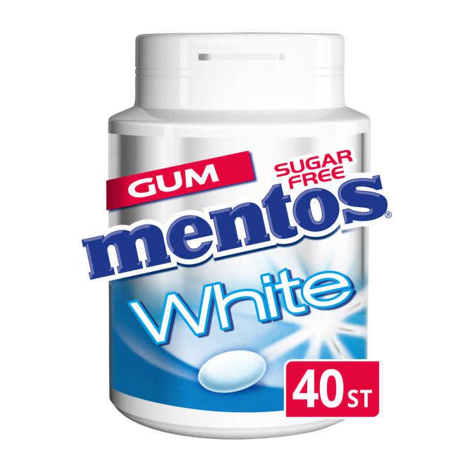 Mentos Gum white sweet mint pot 40 stuks