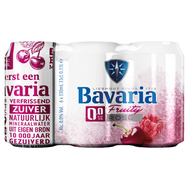 Bavaria - Fruity Ros&amp;eacute; - 0.0% Alcoholvrij - Blik - 6 x 330ML