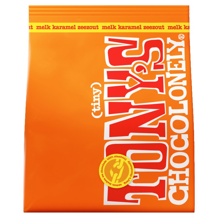 Tony&amp;#x27;s Chocolonely Tiny&amp;#x27;s chocolade melk karamel zeezout 135g