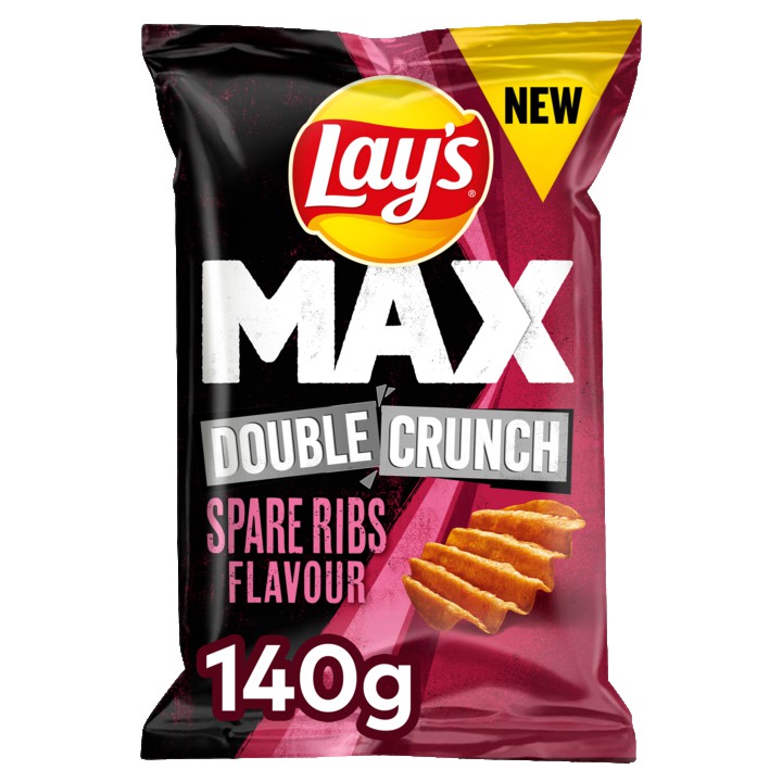 Lay&amp;#x27;s Max Double Crunch Ribbel Chips Spare Ribs 140gr